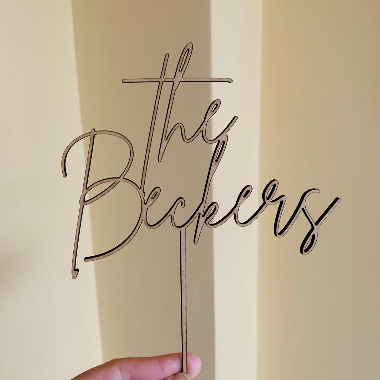 Custom Wedding Cake Topper – Script Font in Wood, Acrylic, or Glitter Finish