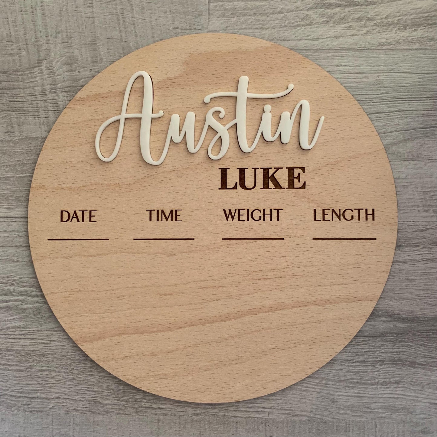 Footprint Birth Announcement Sign – Personalized Wooden Baby Name Keepsake