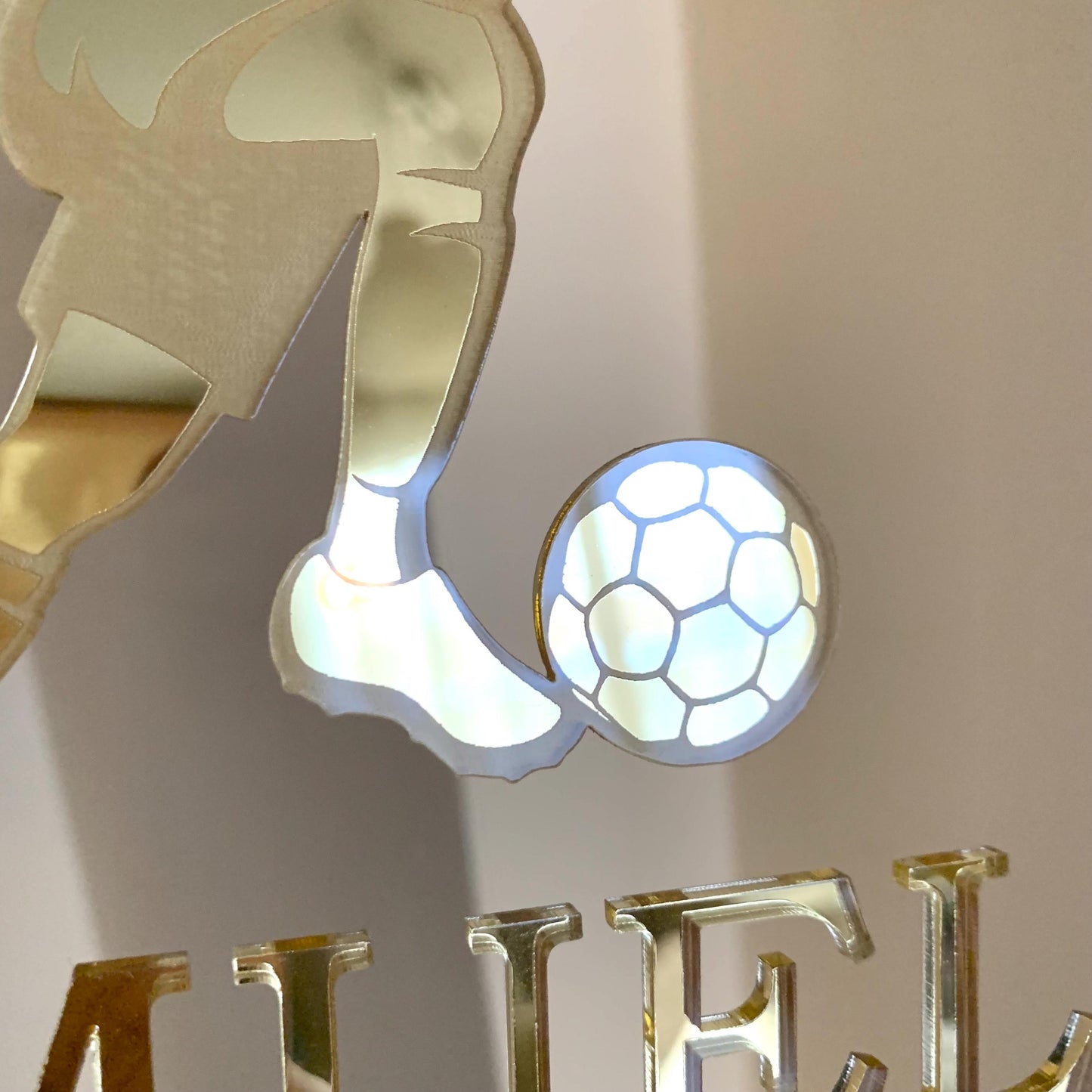 Custom Soccer Birthday Cake Topper – Personalized Name & Age with Soccer Silhouette