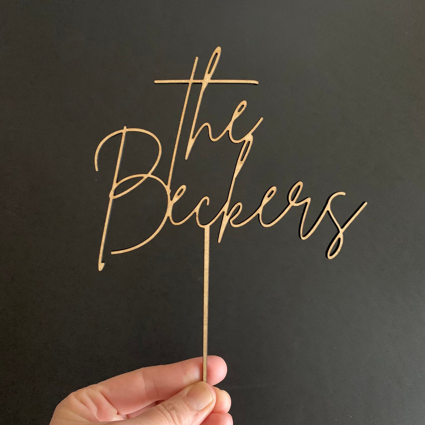 Custom Wedding Cake Topper – Script Font in Wood, Acrylic, or Glitter Finish