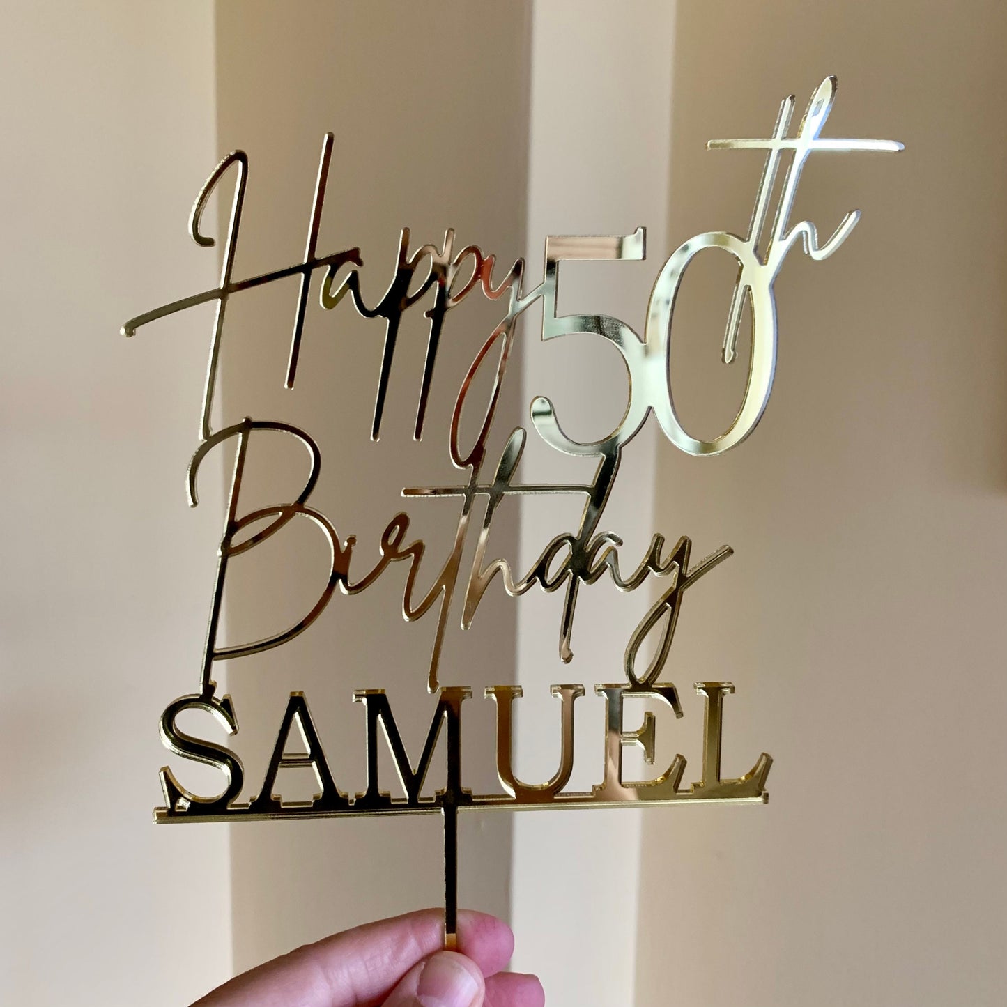 Custom Happy 50th Birthday Cake Topper – Personalized Name & Anniversary Age