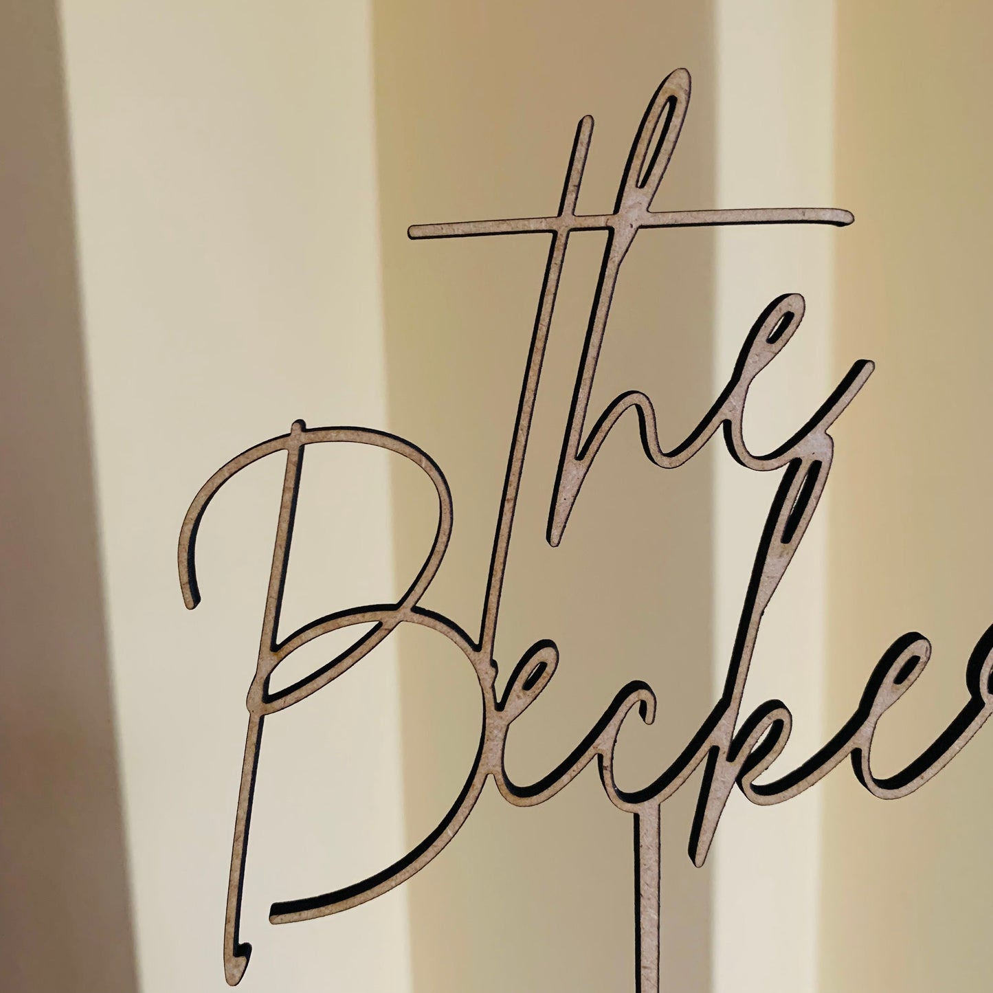 Custom Wedding Cake Topper – Script Font in Wood, Acrylic, or Glitter Finish