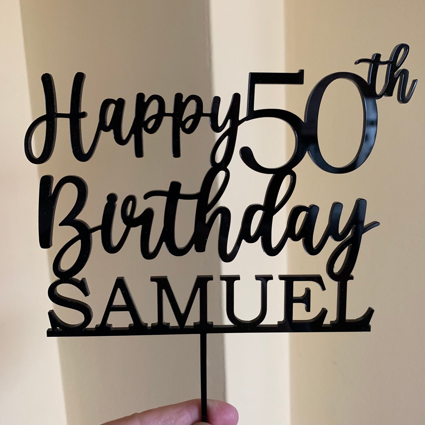 Custom Happy 50th Birthday Cake Topper – Personalized Name & Anniversary Age