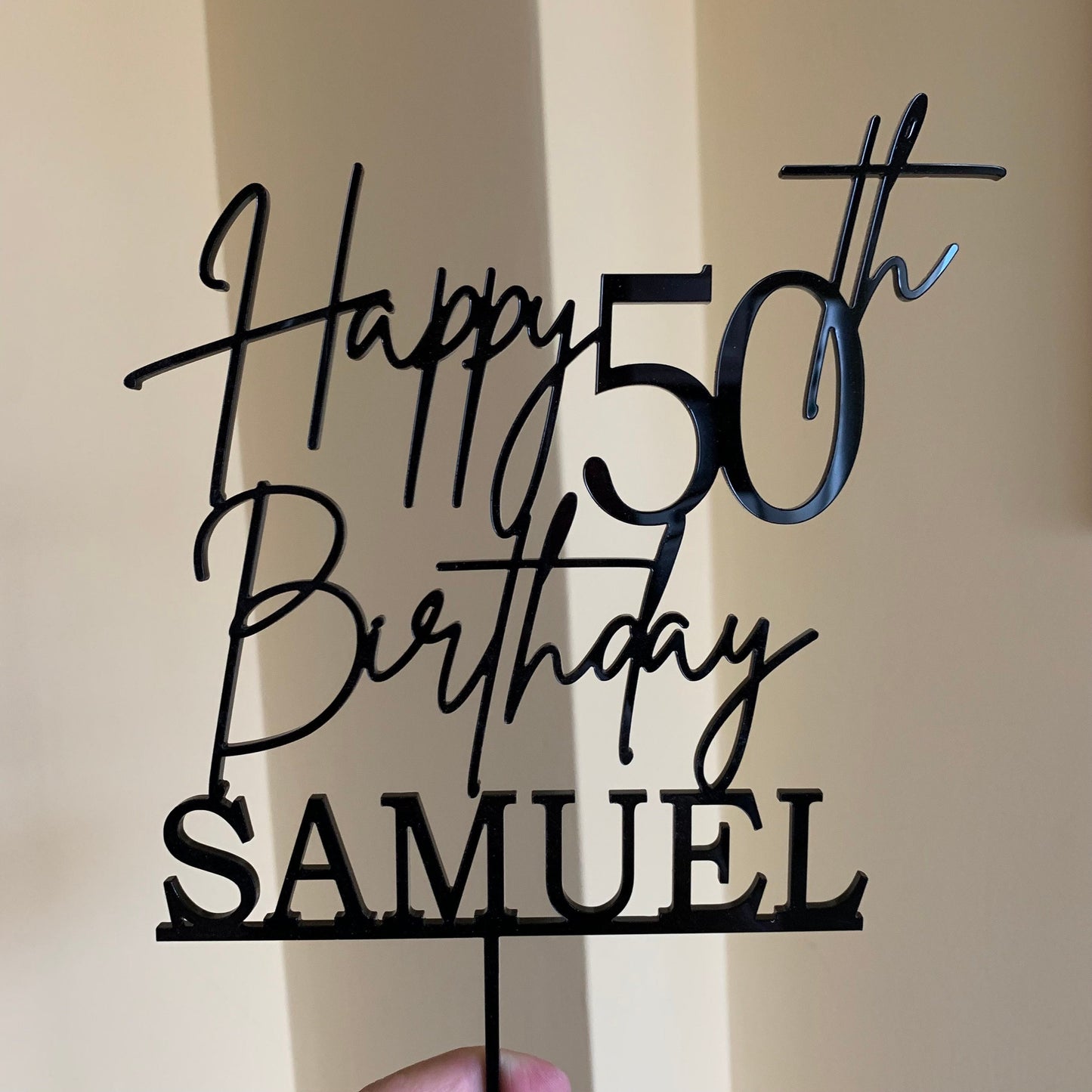 Custom Happy 50th Birthday Cake Topper – Personalized Name & Anniversary Age
