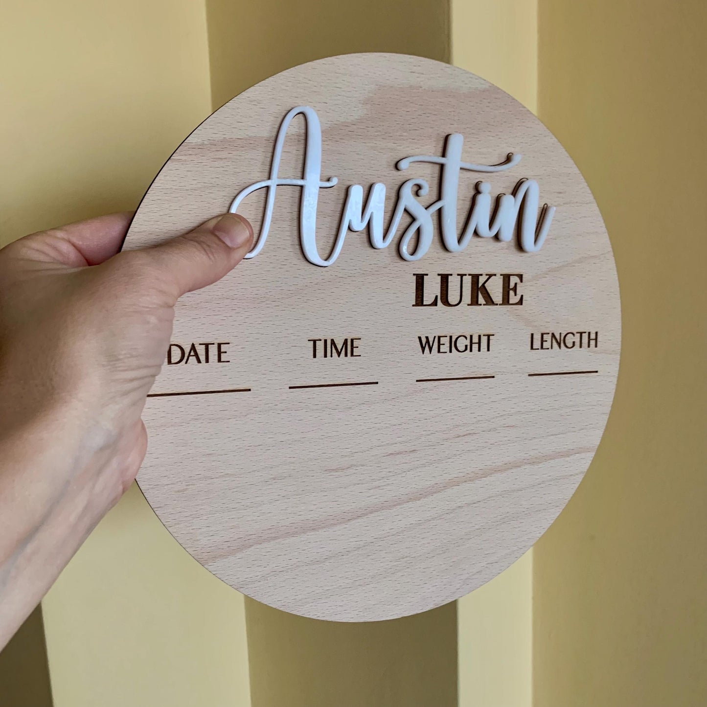 Footprint Birth Announcement Sign – Personalized Wooden Baby Name Keepsake