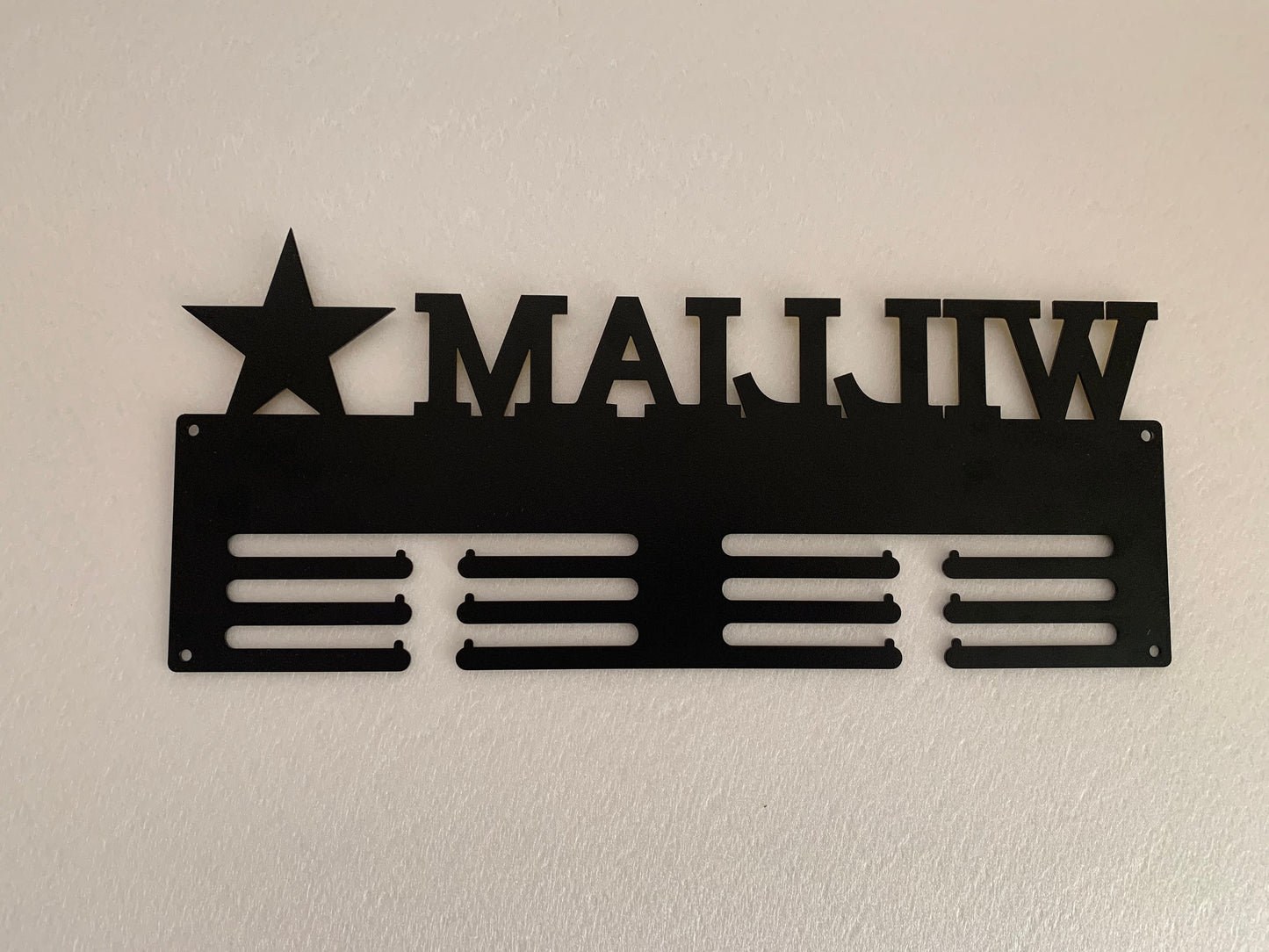Custom Luxury Medal Hanger – Personalized Metal Name Holder with Star Accent