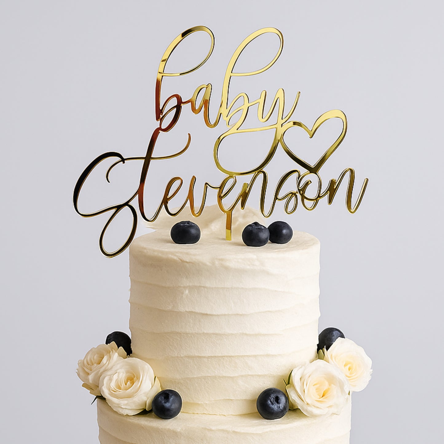 Personalized Baby Name Cake Topper – Custom Name with Heart - Baby Shower & Gender Reveal Decoration - Laser-Cut Acrylic or Wood