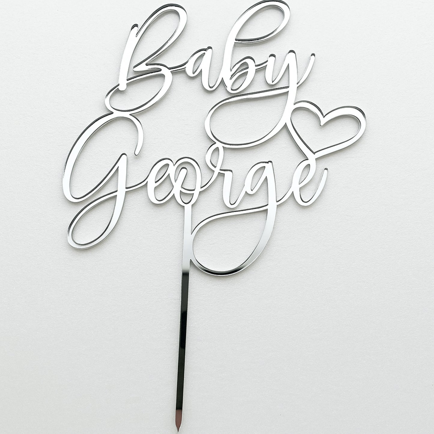 Personalized Baby Name Cake Topper – Custom Name with Heart - Baby Shower & Gender Reveal Decoration - Laser-Cut Acrylic or Wood