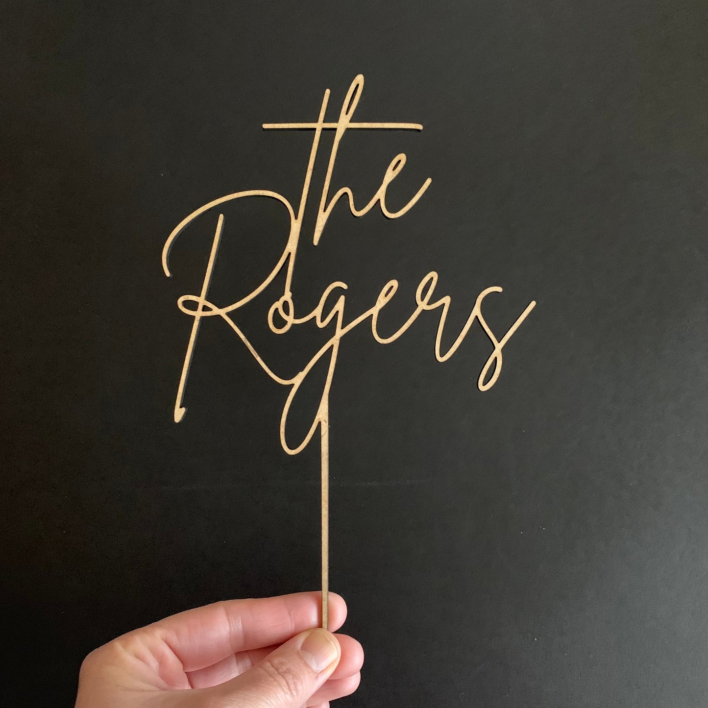Custom Wedding Cake Topper – Script Font in Wood, Acrylic, or Glitter Finish