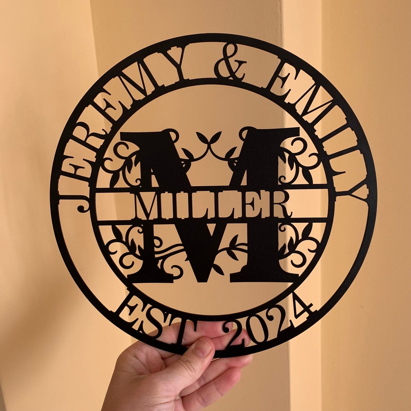 Custom Family Monogram Split-Letter Metal Sign – Personalized Initial & Name With Est. Date