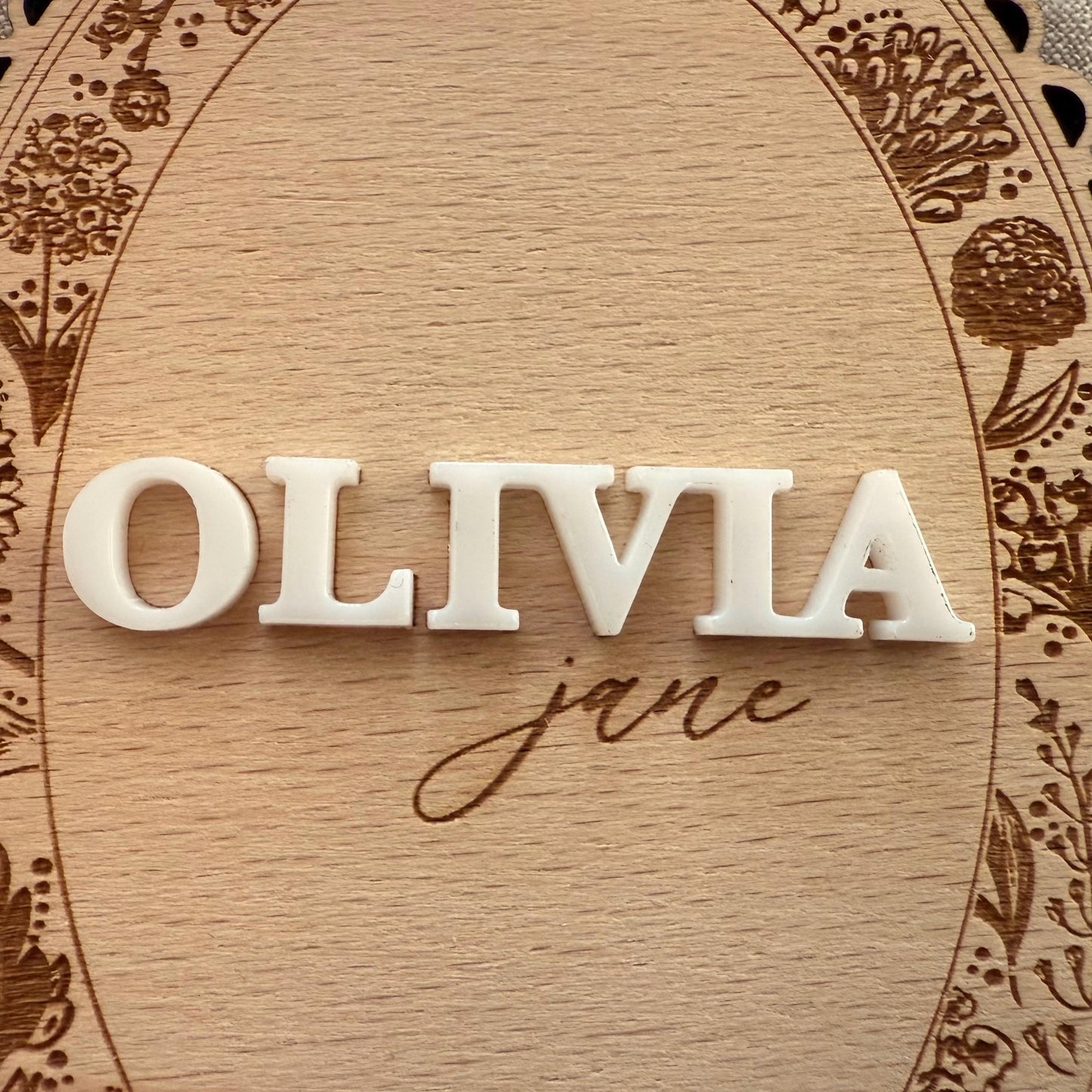 Floral Lace Birth Announcement Sign – Personalized Wooden Baby Name Plaque
