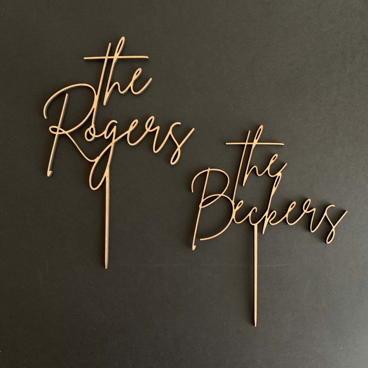 Custom Wedding Cake Topper – Script Font in Wood, Acrylic, or Glitter Finish