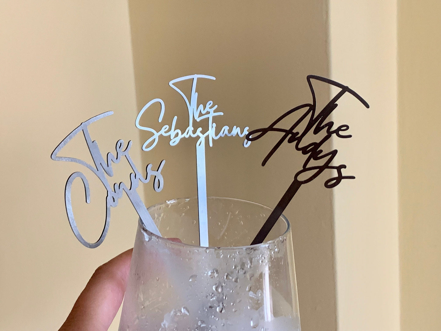 Custom Family Drink Stirrer – Personalized Name Acrylic or Stainless Steel Cocktail Stir Stick
