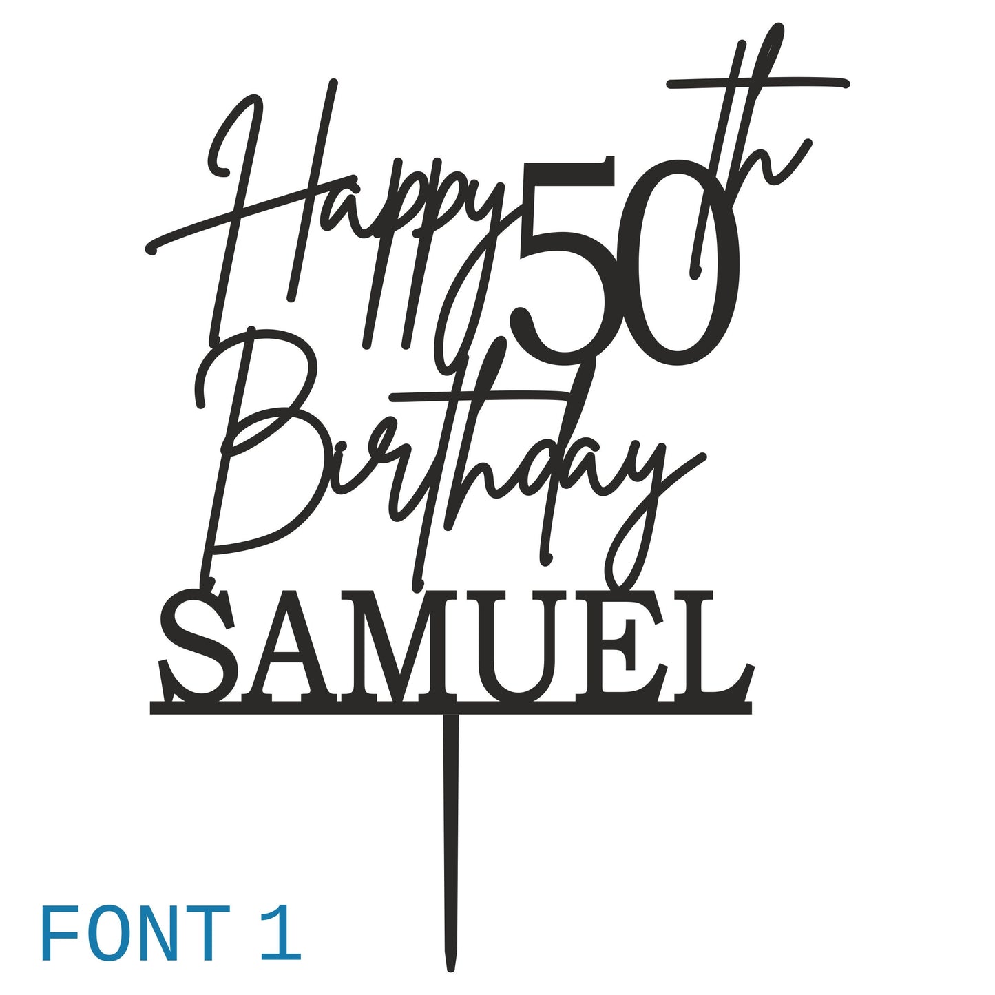 Custom Happy 50th Birthday Cake Topper – Personalized Name & Anniversary Age