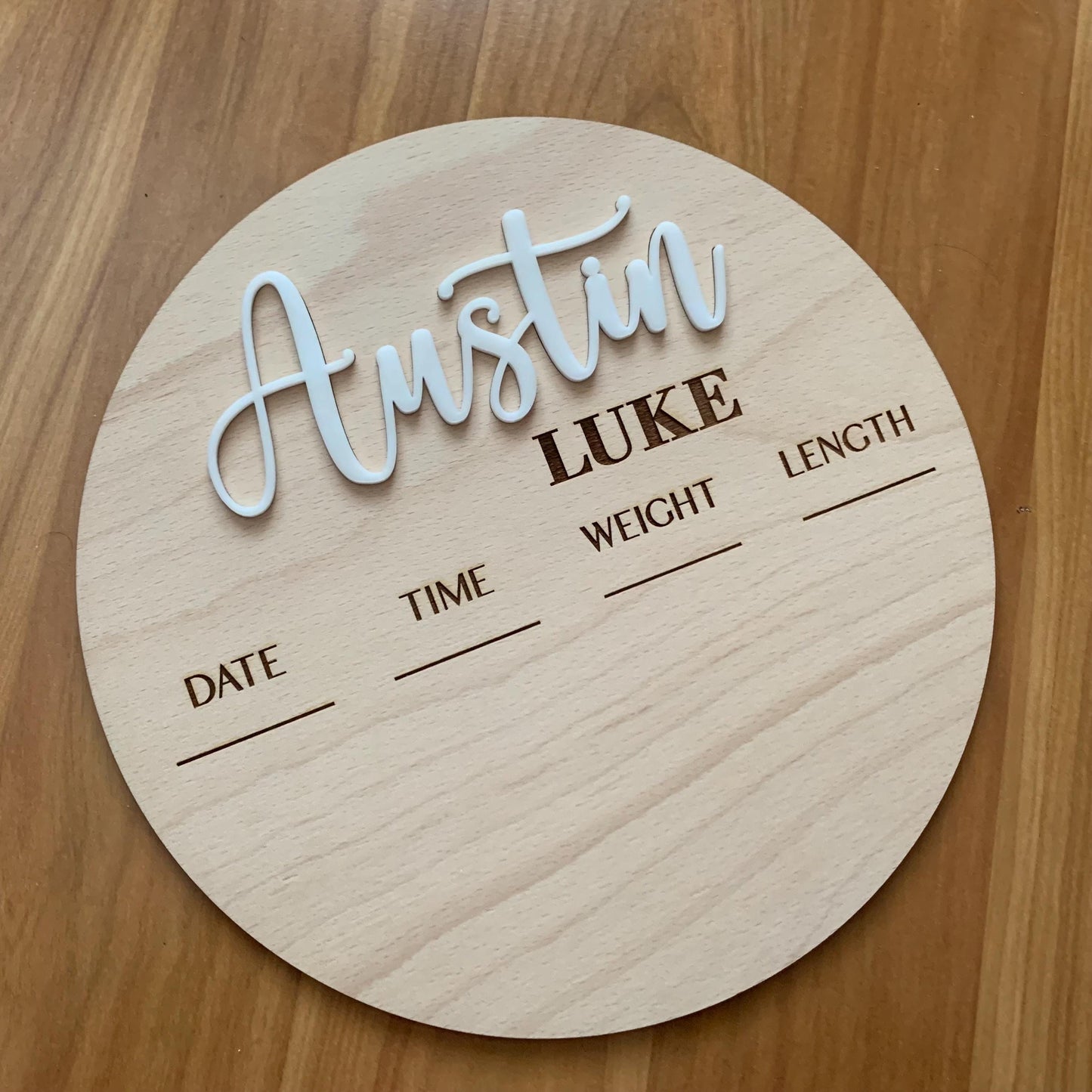 Footprint Birth Announcement Sign – Personalized Wooden Baby Name Keepsake