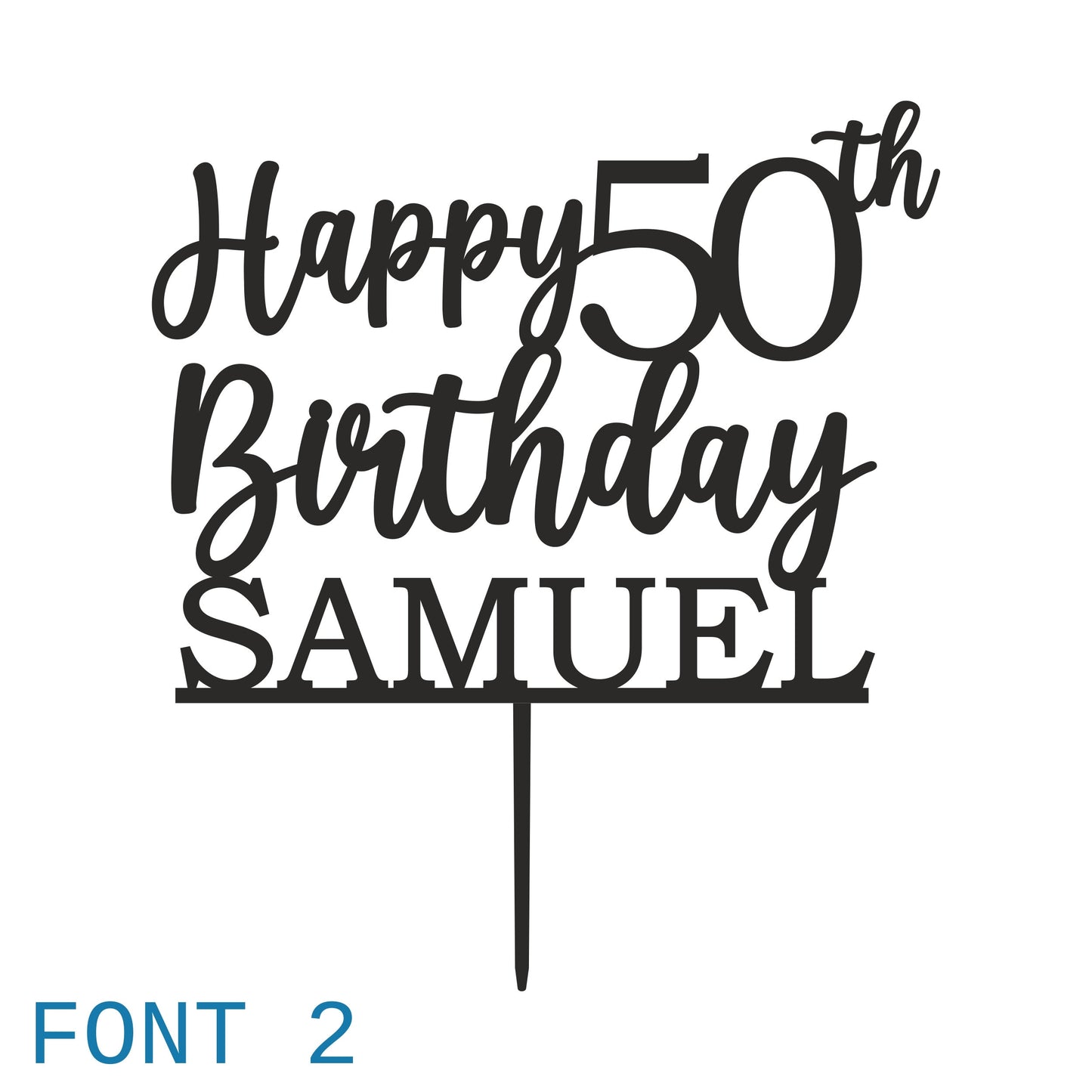 Custom Happy 50th Birthday Cake Topper – Personalized Name & Anniversary Age