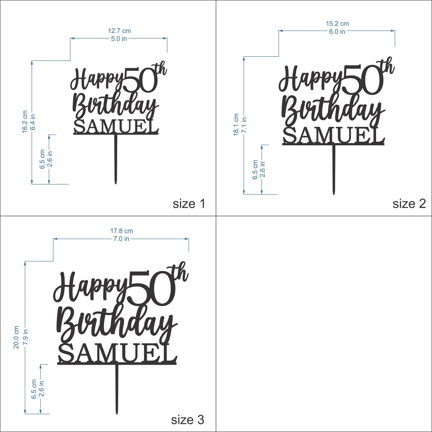 Custom Happy 50th Birthday Cake Topper – Personalized Name & Anniversary Age