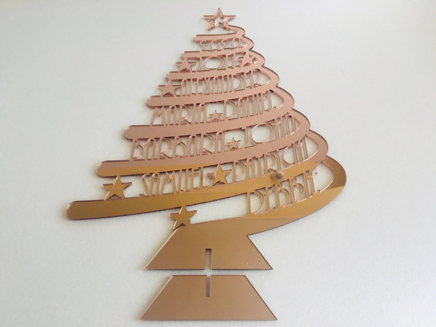 Large Personalized Freestanding Christmas Tree | Custom Family Name Holiday Ornament | Handmade Gift