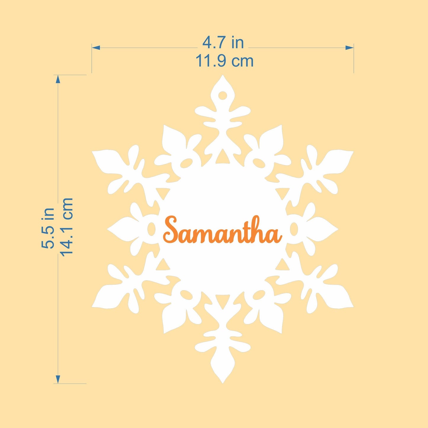Personalized White Snowflake Ornaments – Custom Name Christmas Tree Decorations – Laser-Cut Acrylic Place Cards & Holiday Table Name Tags