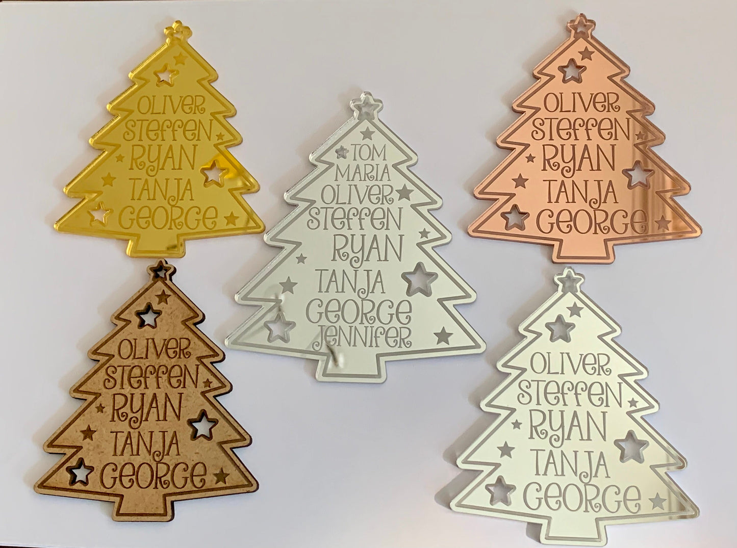 Personalized Family Name Christmas Ornament — Mirrored Acrylic or Wood (Optional Year 2025/2026)