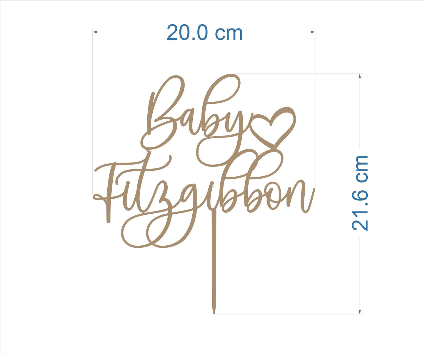 Personalized Baby Name Cake Topper – Custom Name with Heart - Baby Shower & Gender Reveal Decoration - Laser-Cut Acrylic or Wood