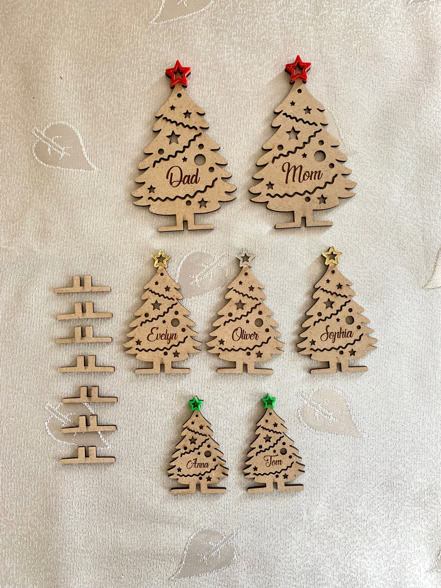 Personalized Freestanding Christmas Tree — Wood Place Name Ornament with Star