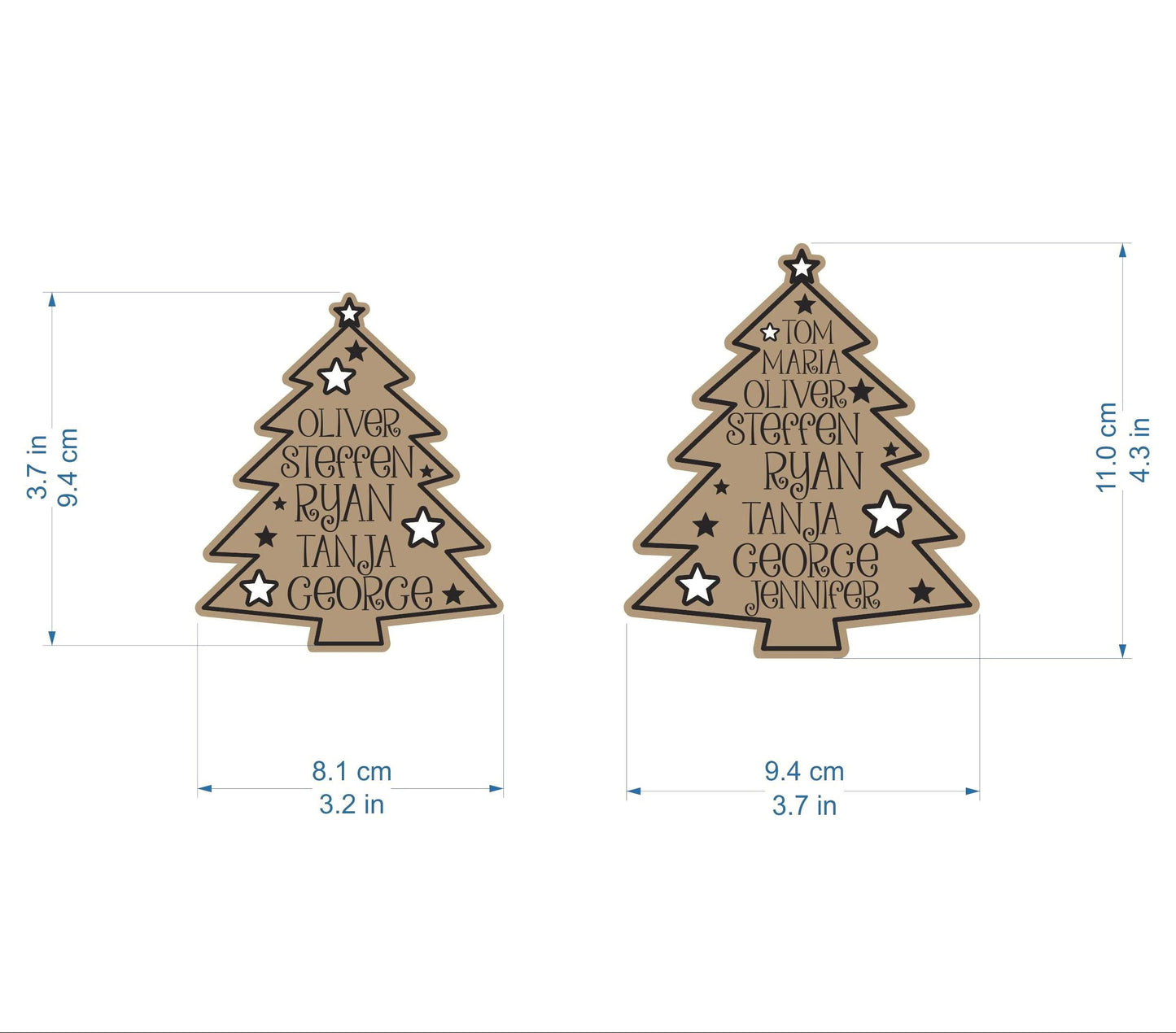 Personalized Wooden Family Christmas Tree Ornament – Engraved Hanging Keepsake with Family Names & Custom Year – Holiday Gift, Up to 8 Names