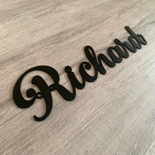 Custom Metal Name Sign – Personalized Laser Cut Word Sign for Home or Nursery – Modern Script Wall Decor – Metal Letters in 6 Colors