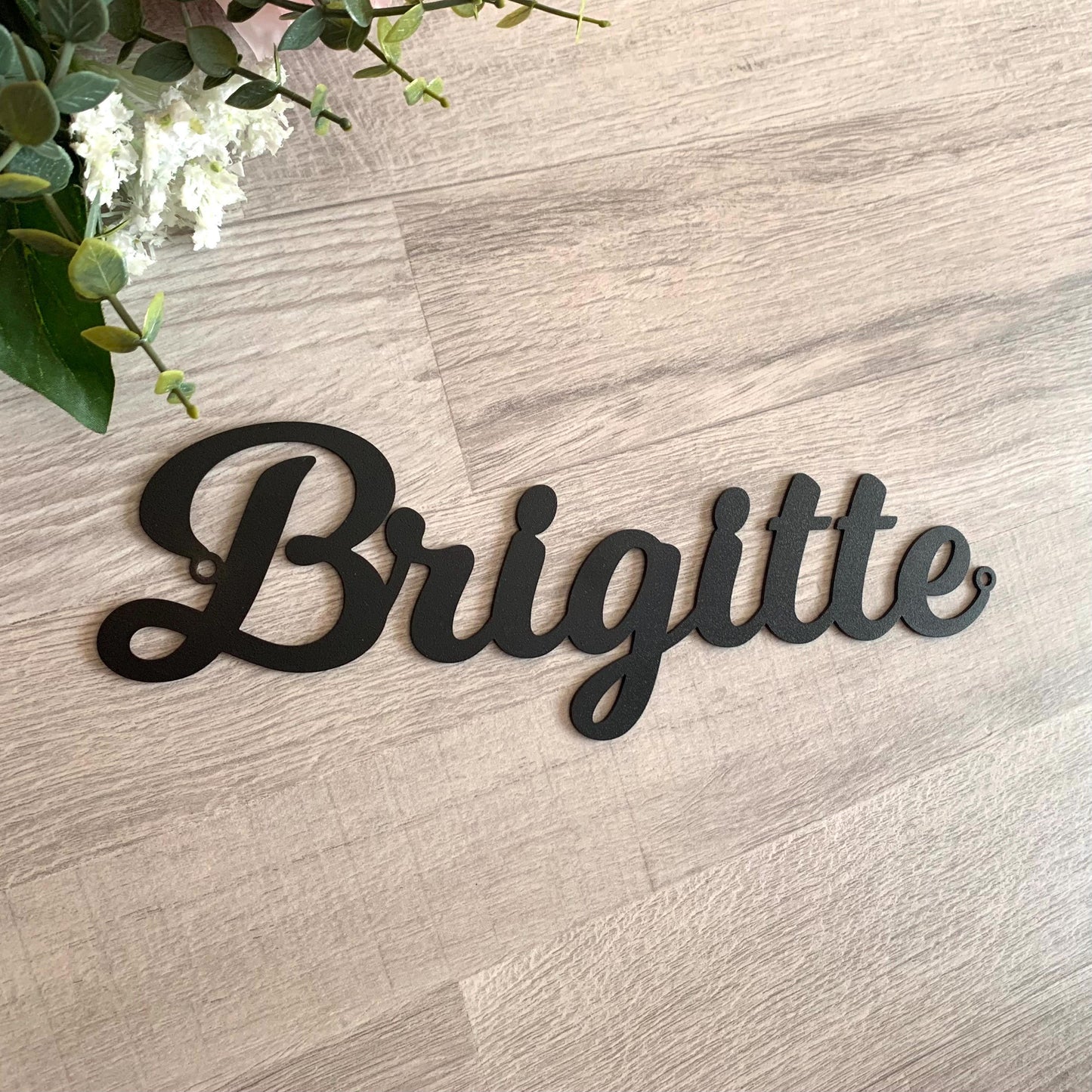 Custom Metal Script Word Sign – Personalized Laser Cut Metal Name for Wall Decor, Nursery, Gifts, or Door Plaque – Modern Steel Lettering