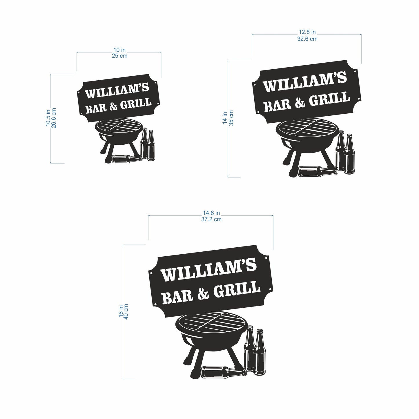 Custom Bar & Grill Metal Sign – Personalized BBQ and Beer Wall Art – Backyard Bar Plaque for Home, Patio, or Man Cave – Gift for Dad or Husband