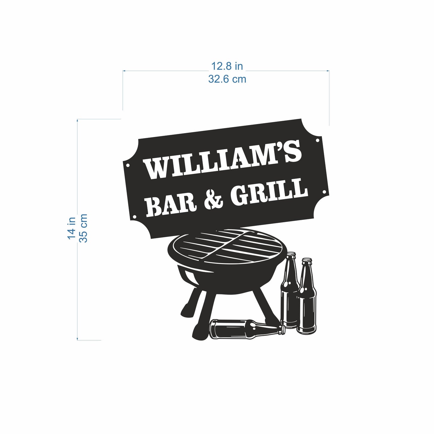 Custom Bar & Grill Metal Sign – Personalized BBQ and Beer Wall Art – Backyard Bar Plaque for Home, Patio, or Man Cave – Gift for Dad or Husband