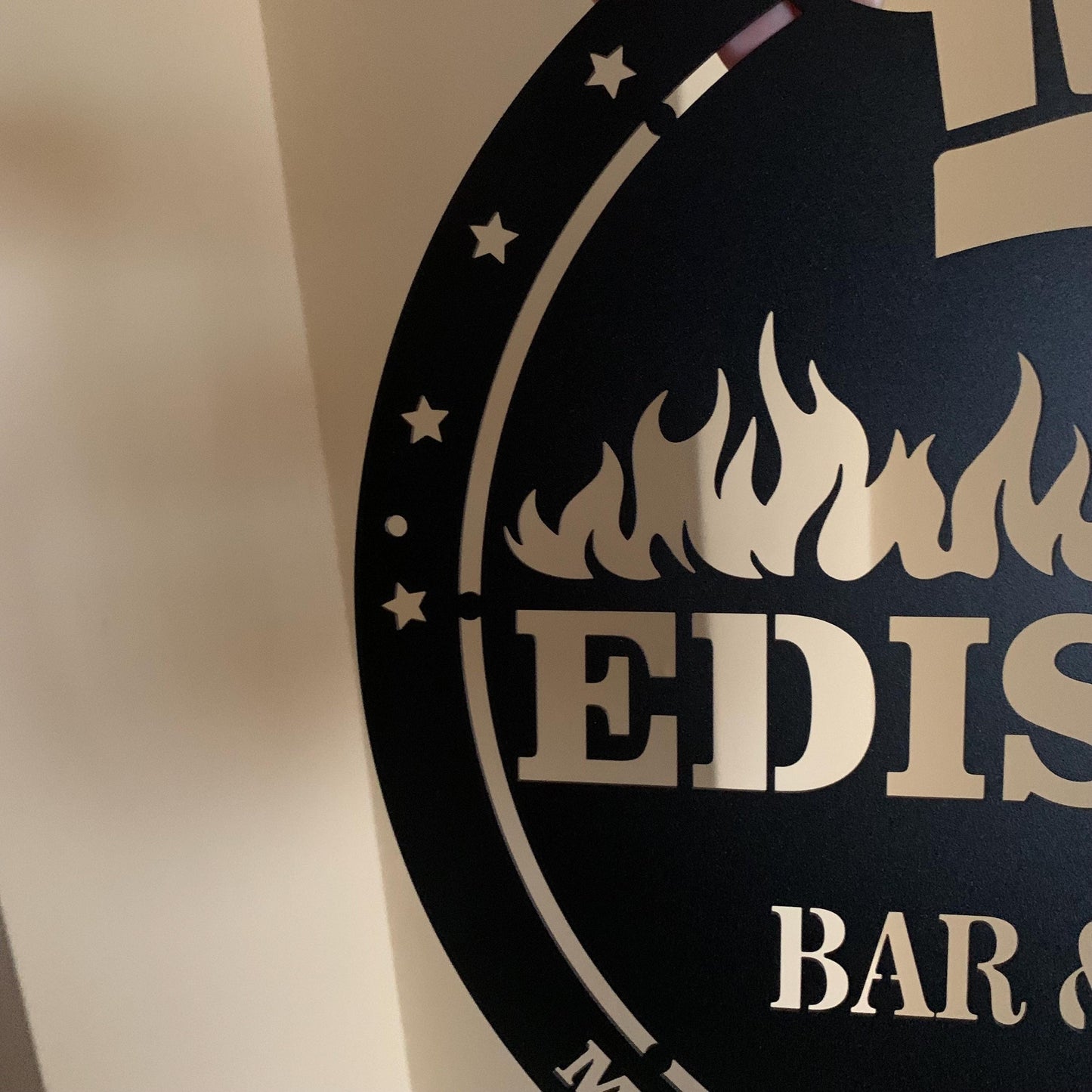 Custom Bar & Grill Sign – Personalized Metal BBQ Plaque Outdoor Grilling Decor Music and Beer Welcome Sign - Man Cave, Garden, Patio Decor