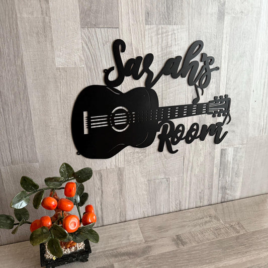 Custom Guitar Metal Name Sign – Personalized Music Wall Art for Musicians – Music Studio or Man Cave Decor – Guitar Lover Gift
