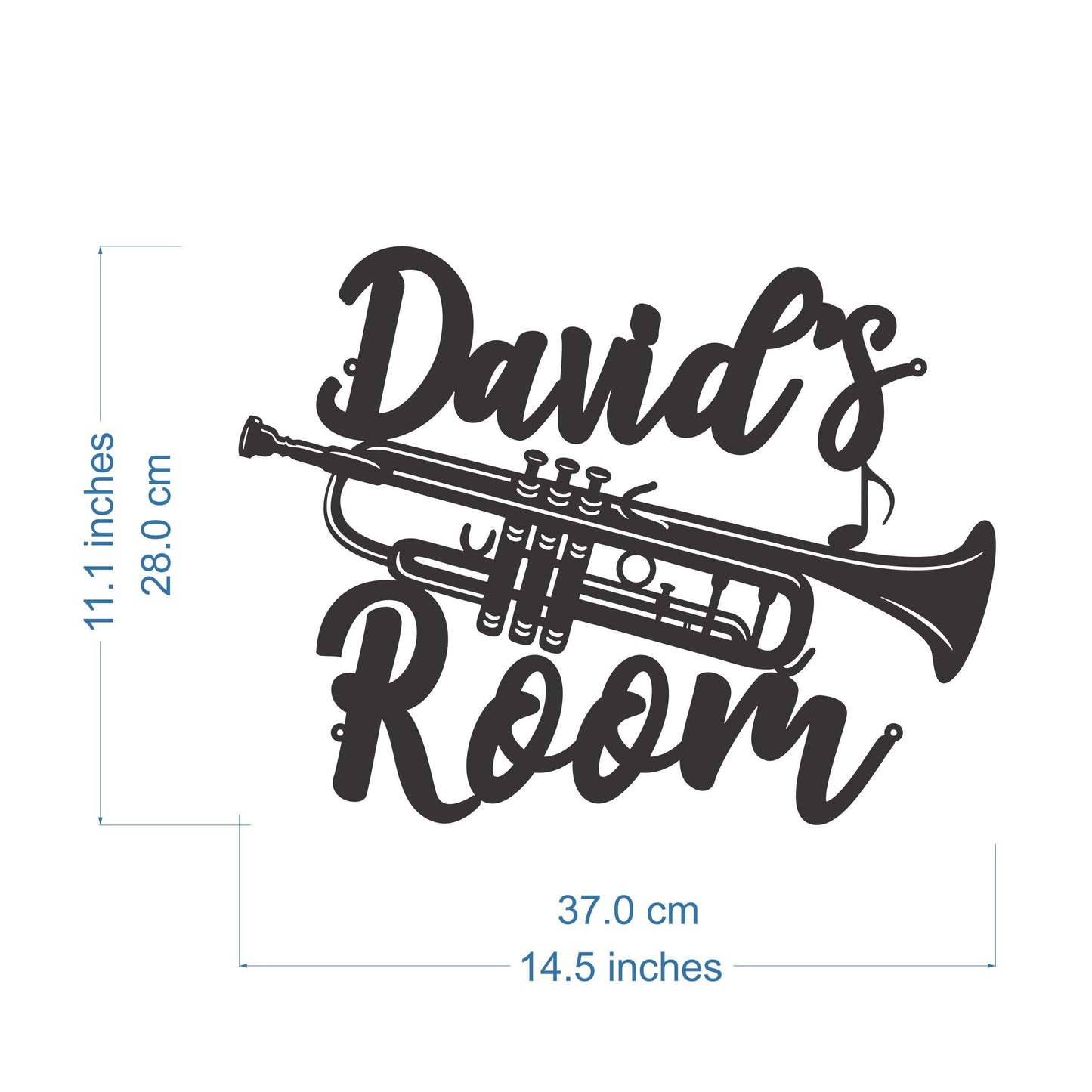 Custom Trumpet Name Sign – Personalized Metal Wall Art for Musicians – Marching Band or Jazz Room Decor – Gift for Trumpeters or Music Teachers