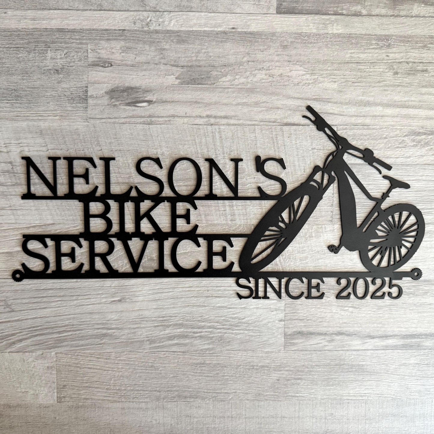 Custom Bike Repair Shop Metal Sign – Personalized Bicycle Service Wall Art – Garage or Workshop Name Plaque with Est. Year – Gift for Cyclists