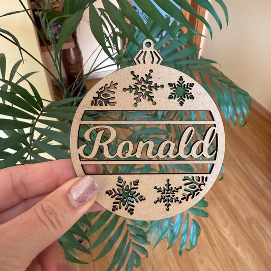 Personalized Christmas Tree Ornament & Gift Tag | Custom Name Bauble | Laser Cut Snowflake Xmas Decoration