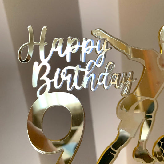 Custom Soccer Birthday Cake Topper – Personalized Name & Age with Soccer Silhouette