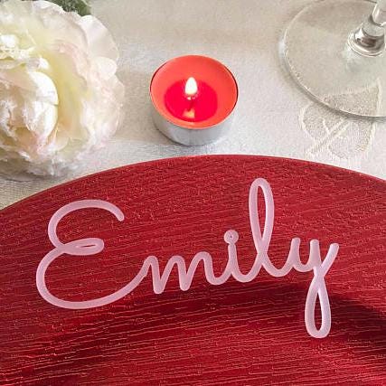 Personalized Wedding Place Cards – Custom Laser-Cut Guest Names in Acrylic or Wood
