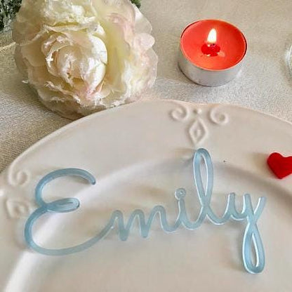 Personalized Wedding Place Cards – Custom Laser-Cut Guest Names in Acrylic or Wood