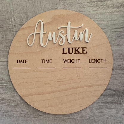 Footprint Birth Announcement Sign – Personalized Wooden Baby Name Keepsake
