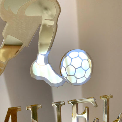 Custom Soccer Birthday Cake Topper – Personalized Name & Age with Soccer Silhouette