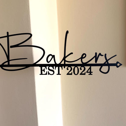 Custom Family Name Sign – Personalized Wedding or Housewarming Gift – Last Name Metal Sign – Wall Art with Established Date