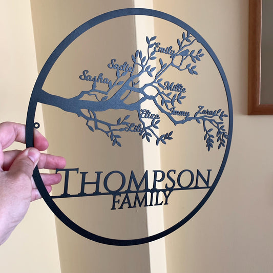 Custom Family Tree of Life Metal Sign – Personalized Family Names – Metal Wall Art Décor with Family Members – Anniversary Gift – Family Gift