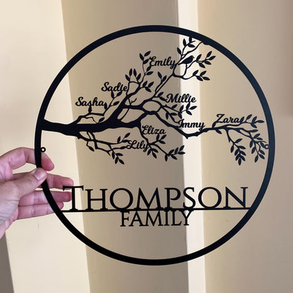 Custom Family Tree of Life Metal Sign – Personalized Family Names – Metal Wall Art Décor with Family Members – Anniversary Gift – Family Gift