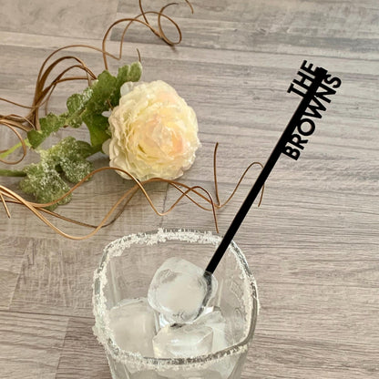 Custom Family Name Drink Stirrers – Personalized Acrylic, Wood, or Stainless Steel Swizzle Sticks