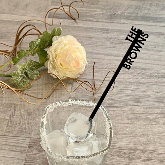 Custom Family Name Drink Stirrers – Personalized Acrylic, Wood, or Stainless Steel Swizzle Sticks