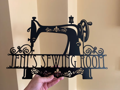 Custom Sewing Machine Sign | Personalized Quilting & Craft Room Wall Art