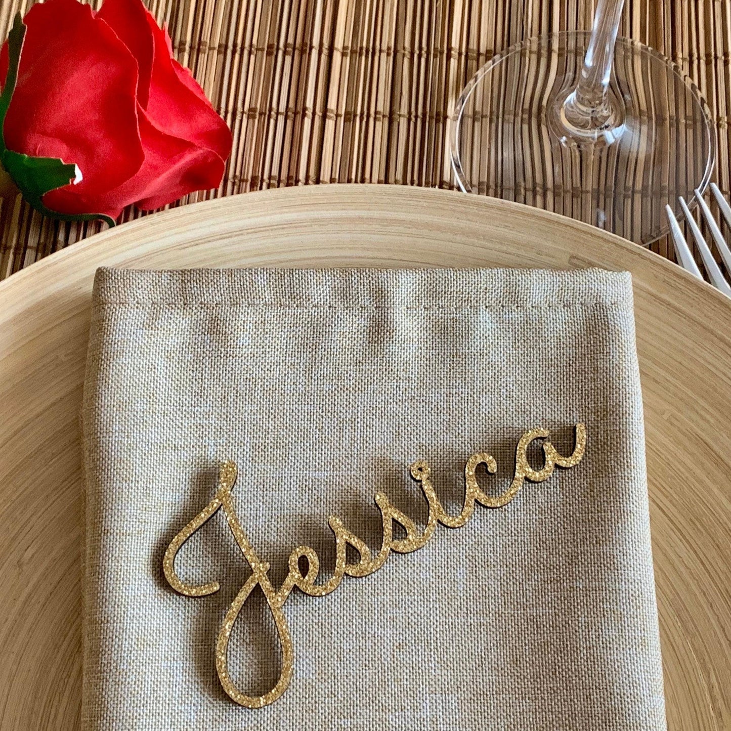 Personalized Wedding Place Cards – Custom Laser-Cut Guest Names in Acrylic or Wood