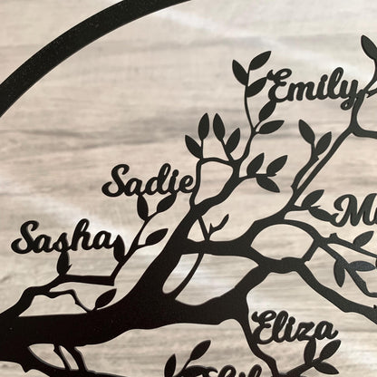 Custom Family Tree of Life Metal Sign – Personalized Family Names – Metal Wall Art Décor with Family Members – Anniversary Gift – Family Gift