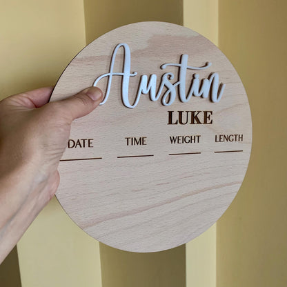 Footprint Birth Announcement Sign – Personalized Wooden Baby Name Keepsake
